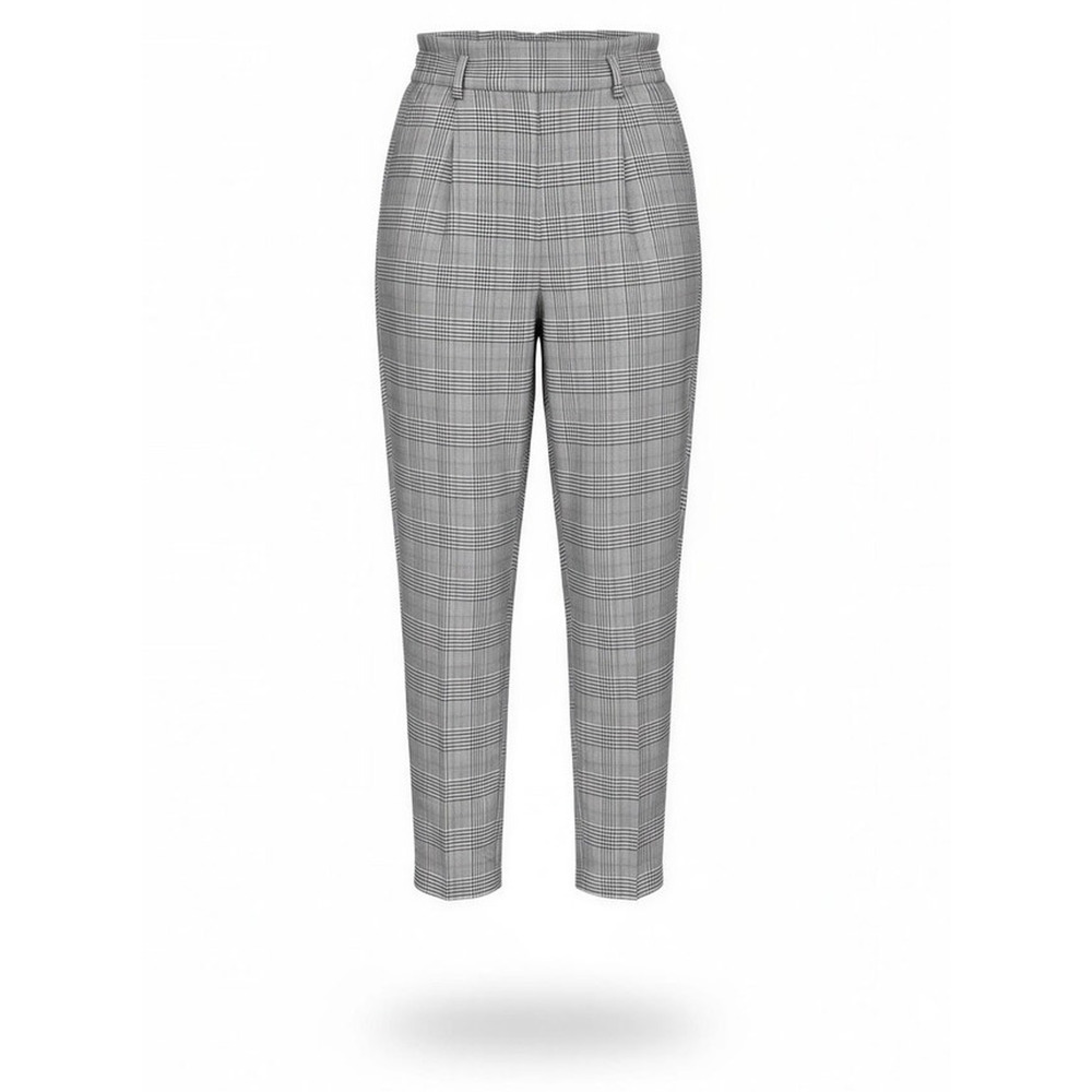 Fashion Nova Pants Womens Size Small Gray Black Plaid Pull On Straight Leg